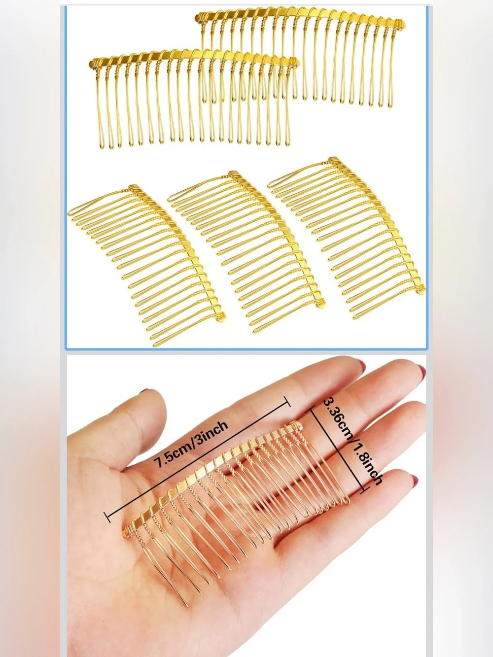 $2 w/ bundle-Set of Gold Combs - gold color